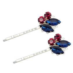 Vintage Style Navy Rhinestone Hair Pins