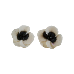 White Black Pansy Stud Earrings