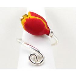 Red Tulip Ring Sterling Silver